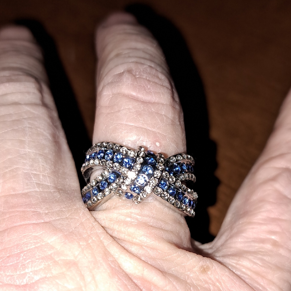 🛍Elegant Silver and Blue Gemstone Ring 8, 9